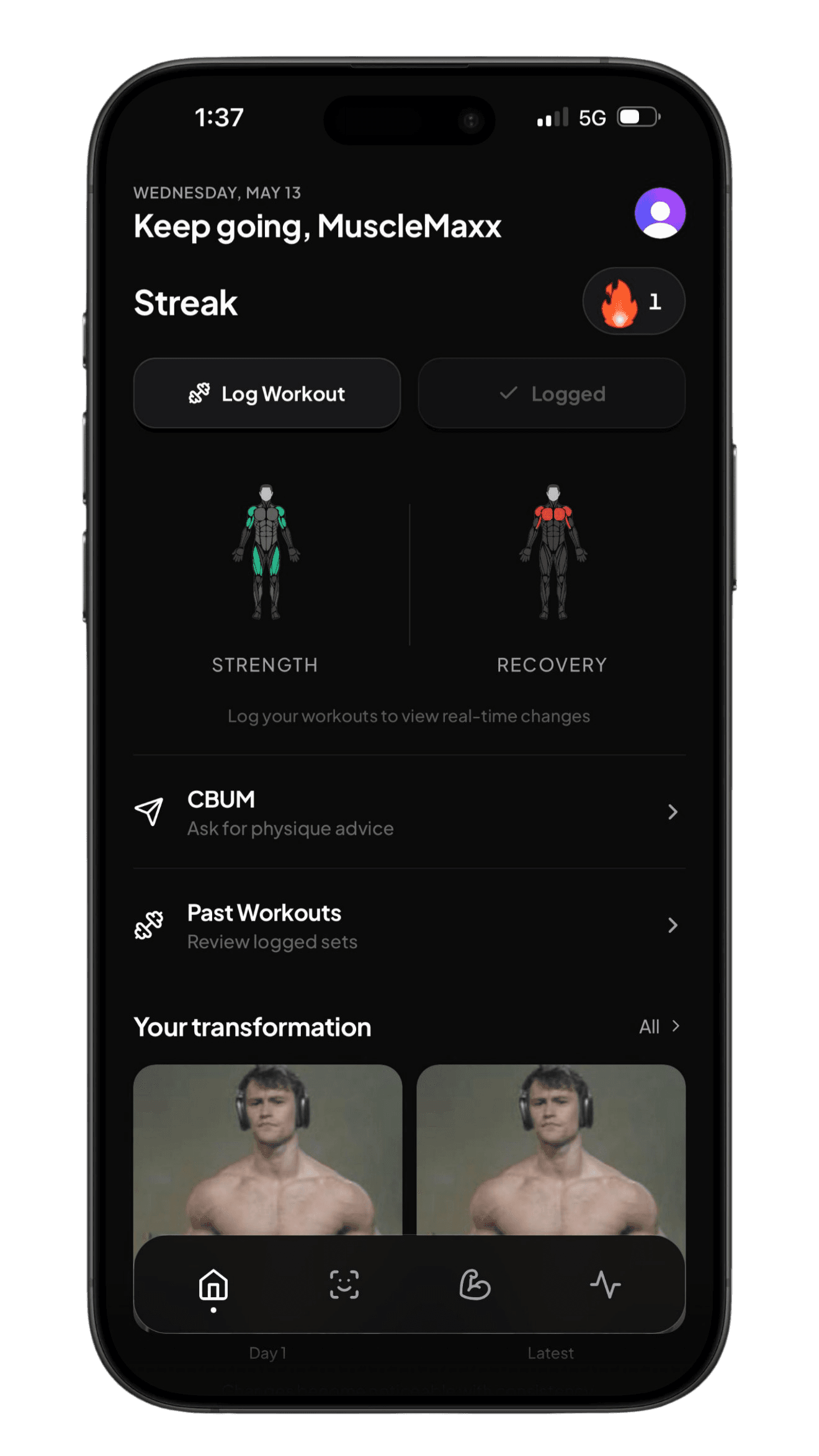 Cortisol Max Home Screen